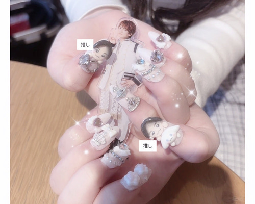 ちゅるんシアーピンク お名前ネイル ライブ 推し ネイルチップ