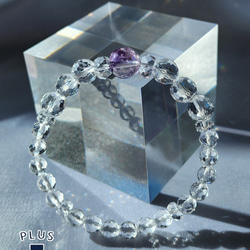 幻想的なファントムアメジストインクォーツ×多面カットクリスタルクォーツのブレスレット/送料無料（B-0008） 5枚目の画像