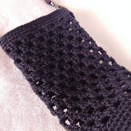 コットン100%のボトルカバー(黒） ショルダー変更可 ボトルホルダー