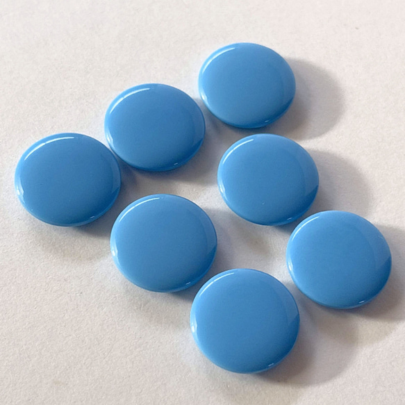 ボタン レトロ 円形 ブルー 20mm トンネル足 7個セット ad-044 2枚目の画像