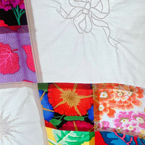 ケイフファセット パッチワーク カーテン コットン ステンドグラス 花