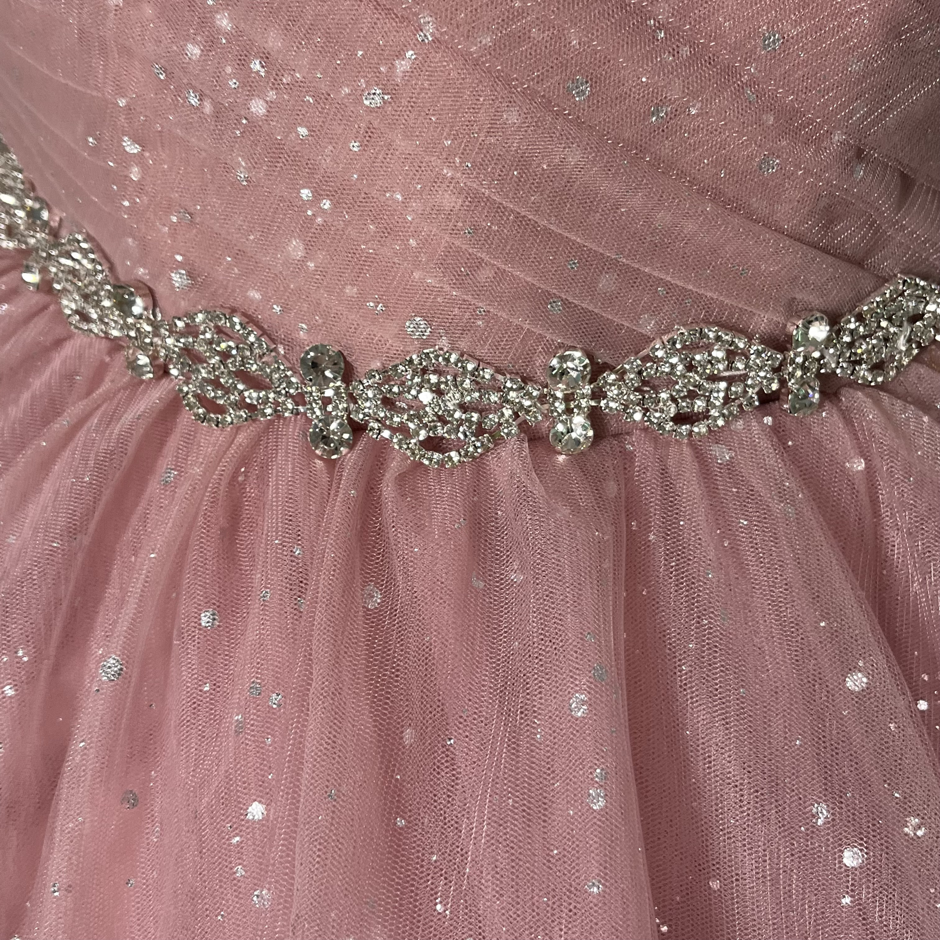 送料無料！カラードレス  オフショルダー ベルト グリッタードレス 編み上げ 披露宴/結婚式 ピンク