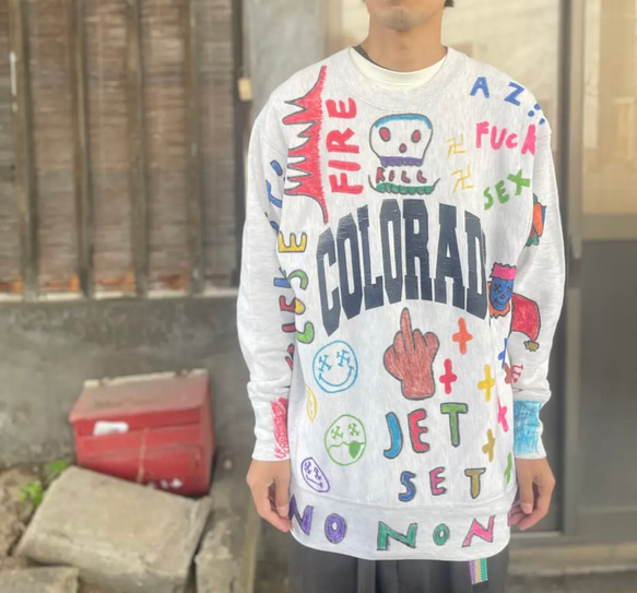 古着　ヴィンテージ　sweat スウェット　トレーナー　ファンシー　襟付き　派手 古着 ヴィンテージ vintage sweat スウェット トレーナー リメイク