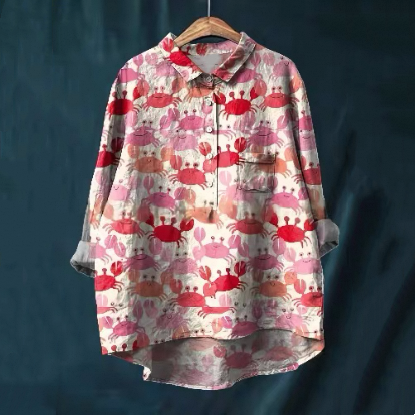 春、カニ、コットンブラウス 、ブラウス、シャツ 、トップス、秋、受注生産