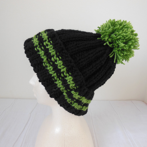 Golficers ポンポン付きニット帽 グリーン GOLFFICKERS 緑色 ポンポン付きニット帽