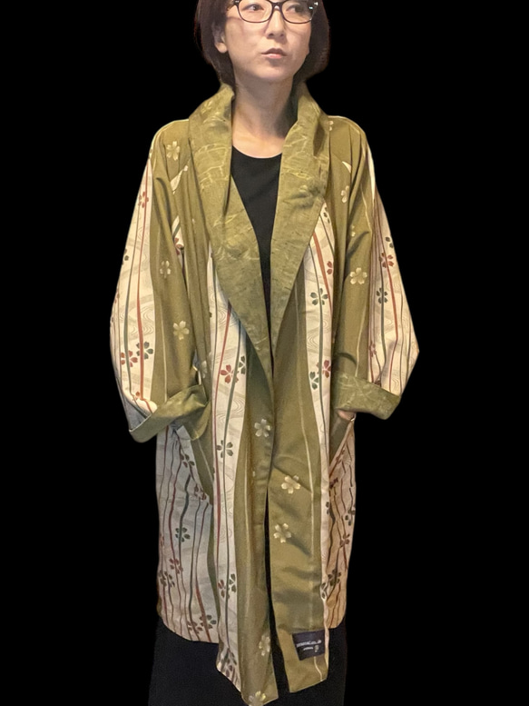 着物リメイク　スプリングコート 大島紬着物リメイクスプリングコート