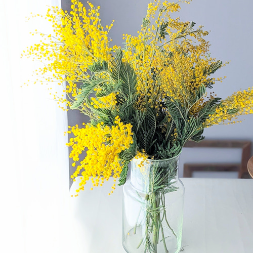 春を告げるミモザとスイートピーのリース リース mamemona 通販