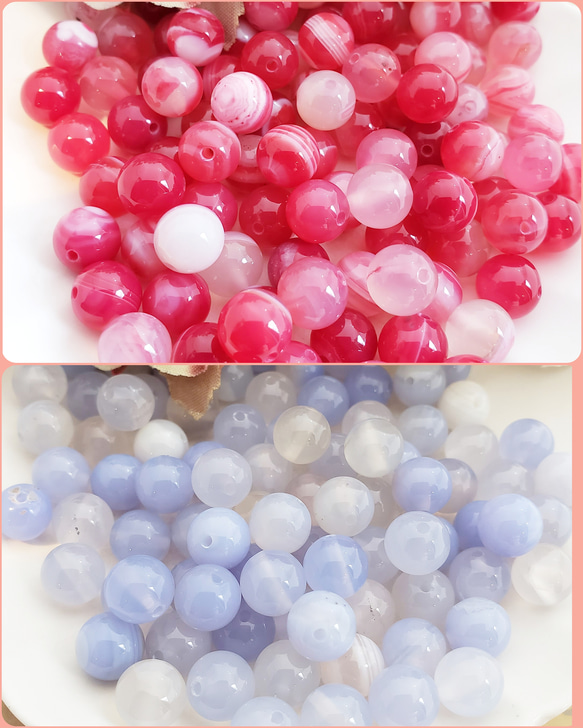 8㎜ 10個 縞瑪瑙 染め 加熱 メノウ 天然石 サードオニキス アゲート 丸