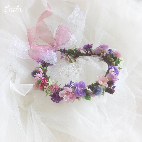 ♡受注対応♡プリザーブドフラワー花冠 ウェディングブーケ専門店リースブーケヘッドドレス花かんむり髪飾りオーダー承ります