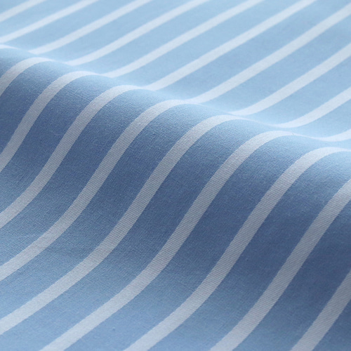 さらりと纏う ギザコットン バンドカラーブラウス （ストライプ/ブルー