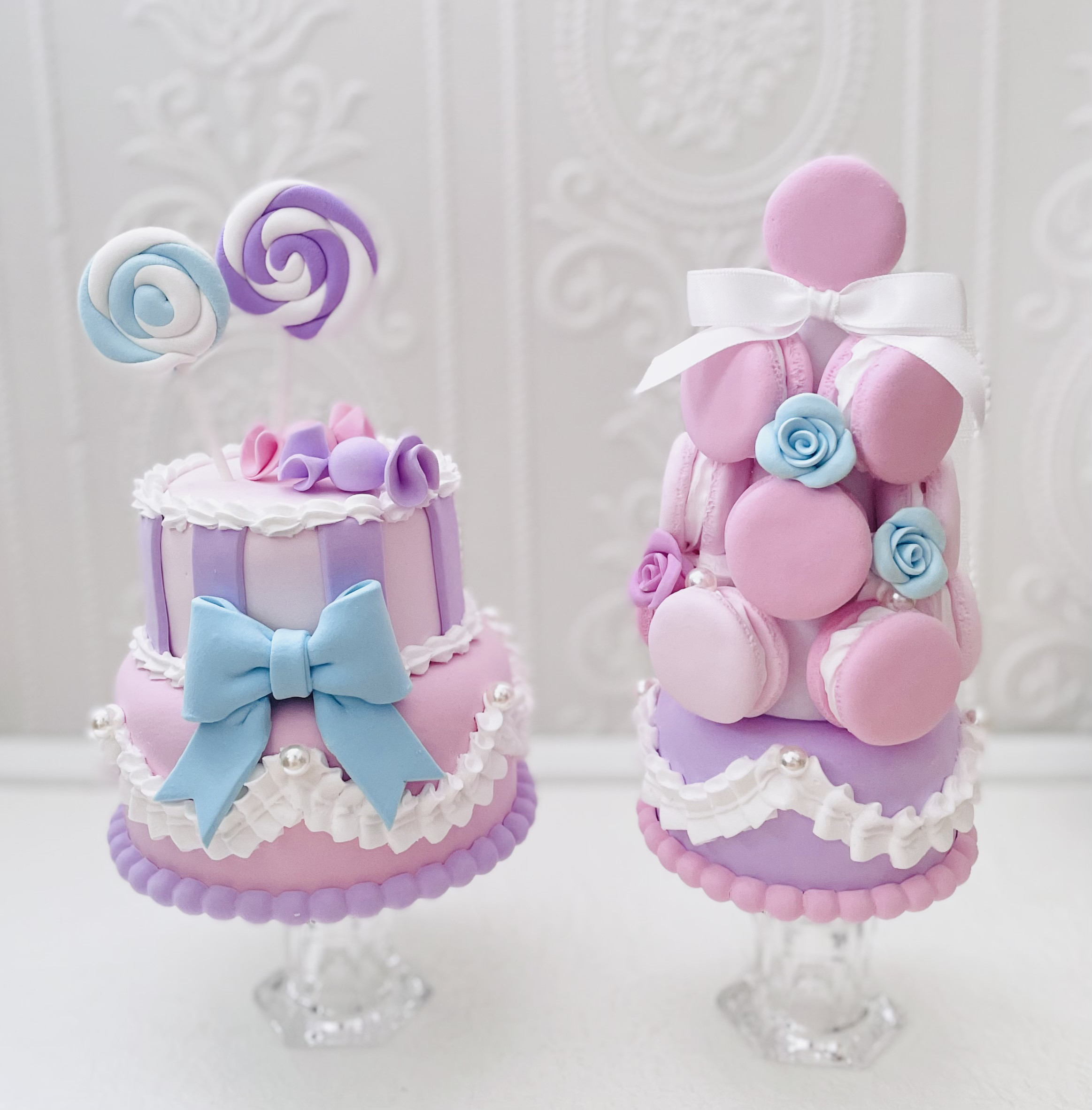 キャンディクレイケーキ＆マカロンタワーセット＊色変更可＊フェイク