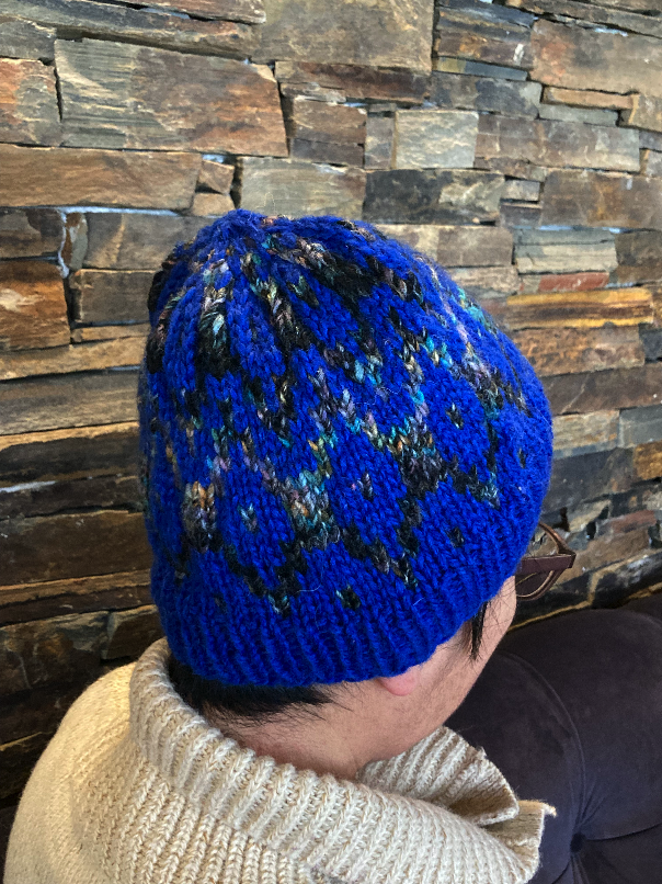 ブルー編み込みニット帽☆フランスより送料無料