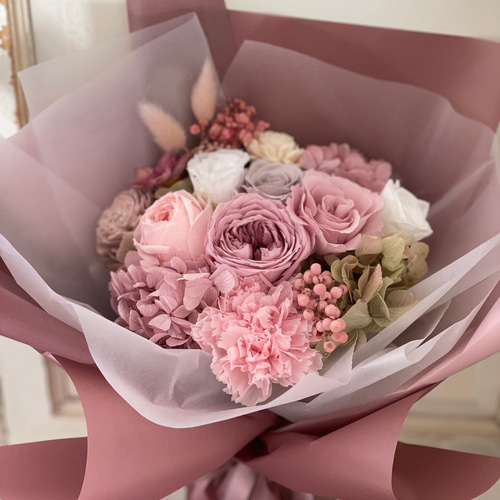 プリザーブドフラワー♡くすみピンク＆グリーン a09d2f712c1ae9ec82c0d202f055e9