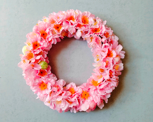 初節句お祝いひな祭り桃の花リース アートフラワーリース 桃の節句