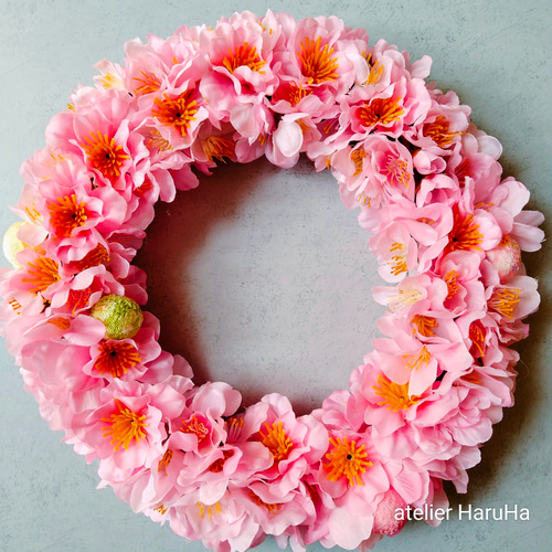 初節句お祝いひな祭り桃の花リース アートフラワーリース 桃の節句