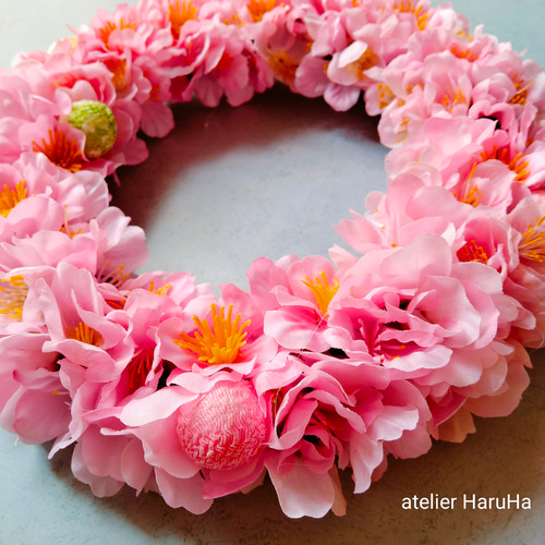初節句お祝いひな祭り桃の花リース アートフラワーリース 桃の節句