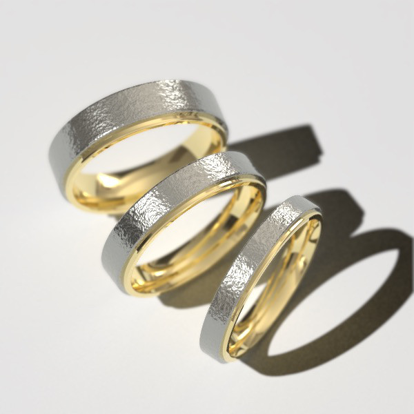 結婚指輪やペアリングにおすすめ！【荒鎚目】【イエロー】【幅選択】【カラー選択可】【送料無料】