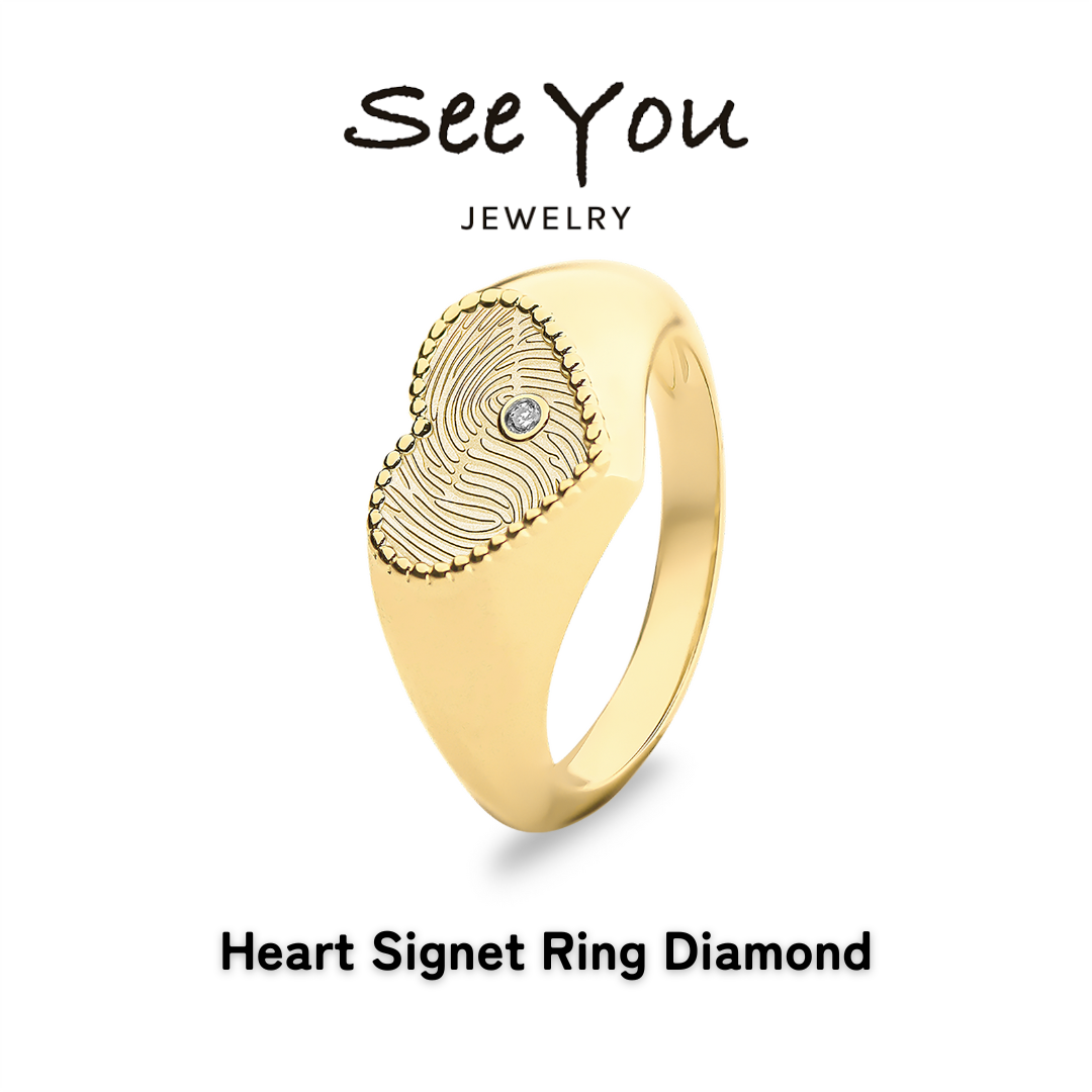 【See You Jewelry】ハートシグネットリングダイヤモンド イエローゴールド