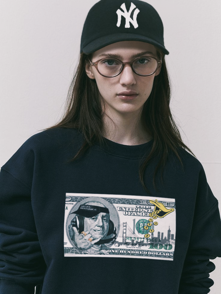 NEW 100＄　DJ ベンジャミンフランクリン　スウェットトレーナーシャツ　【 インクジェット 】