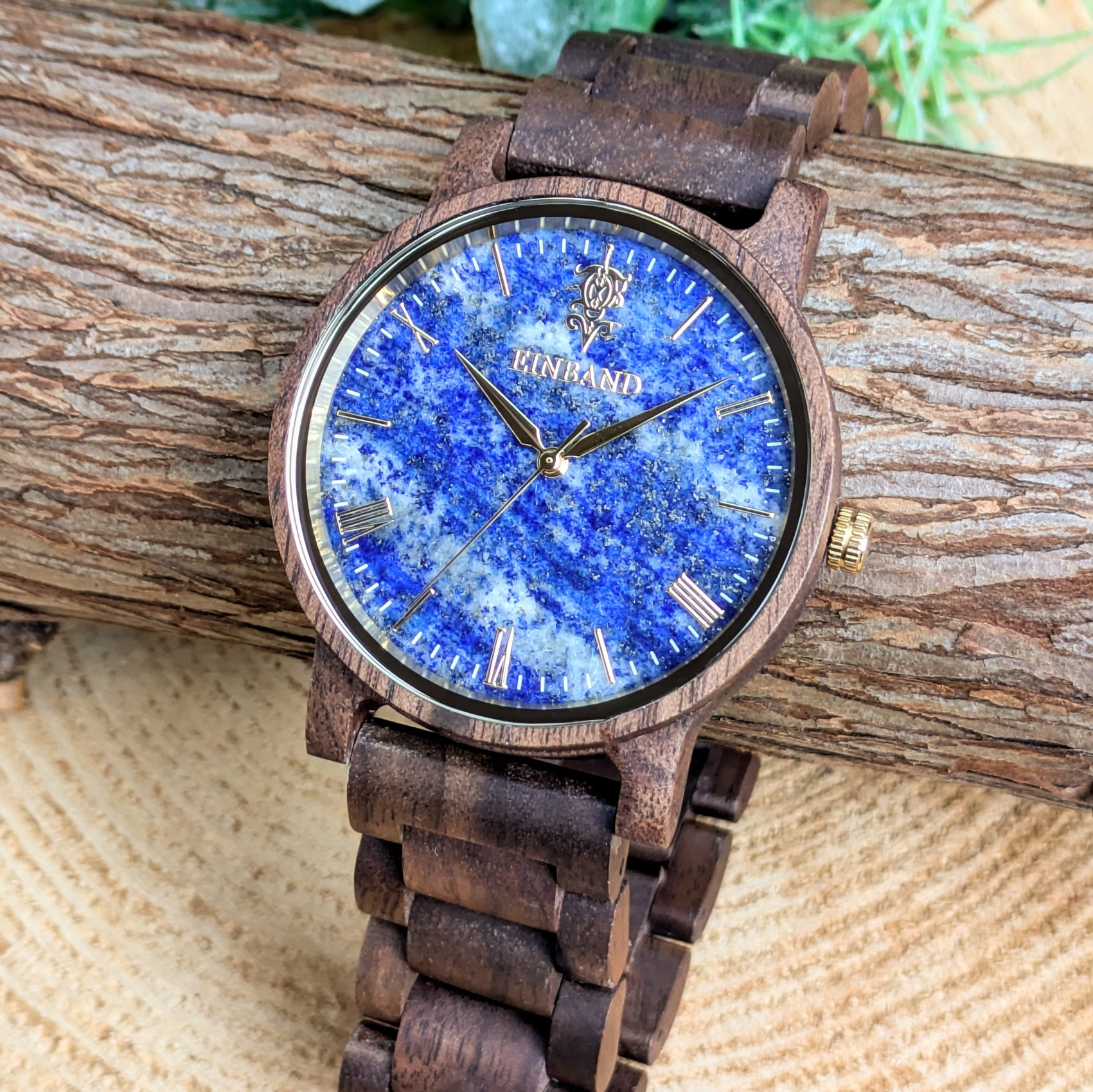 【木製腕時計】EINBAND Reise ラピスラズリ × クルミ 木製腕時計【40mm】
