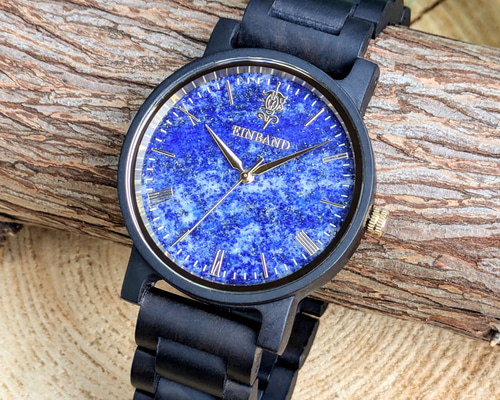 ラピスラズリ 銀製バンド 腕時計 ケース入り ラピスラズリ 銀製バンド