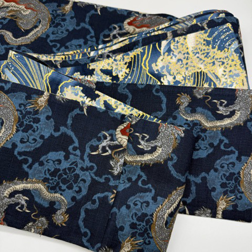 半幅帯単品】4141木綿半幅帯 龍柄 ネイビー色 帯単品売り 半幅帯単品】4141木綿半幅帯 龍柄 ネイビー色 帯単品売り