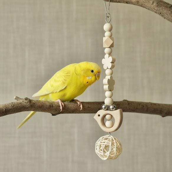 日本製 安心安全素材 天然木 木製 ウッド 鳥 インコ おもちゃ かじりおもちゃ PK2：ウッド 21cm 7枚目の画像