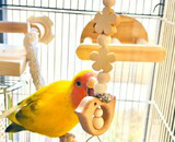 日本製 安心安全素材 天然木 木製 ウッド 鳥 インコ おもちゃ かじりおもちゃ PK2：ウッド 21cm 2枚目の画像