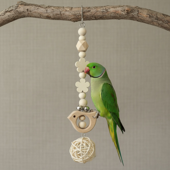 日本製 安心安全素材 天然木 木製 ウッド 鳥 インコ おもちゃ かじりおもちゃ PK2：ウッド 21cm 5枚目の画像