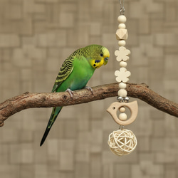 日本製 安心安全素材 天然木 木製 ウッド 鳥 インコ おもちゃ かじりおもちゃ PK2：ウッド 21cm 6枚目の画像