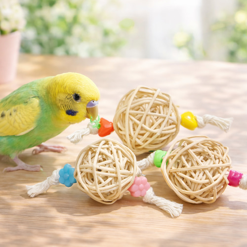日本製 安心安全素材 鳥 インコ ボールの大きさ3cm かじりおもちゃ