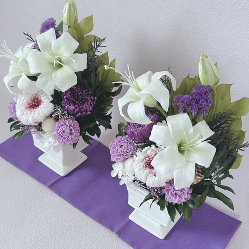 一対 可憐な仏花】供花 お供え花 一周忌 仏花 仏花セット 百合 お盆 お