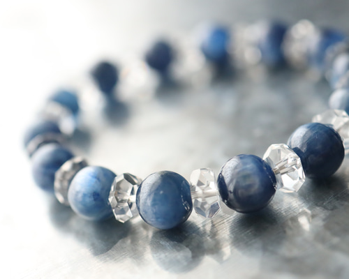 カイヤナイト　ネオンブルーアパタイト　カレンシルバー　ブレスレット　※B79 カイヤナイト ネオンブルーアパタイト カレンシルバー ブレスレット