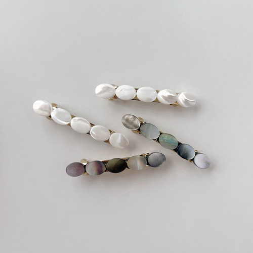 白蝶貝のシンプル上品バレッタ 6cmサイズ オフィスでも