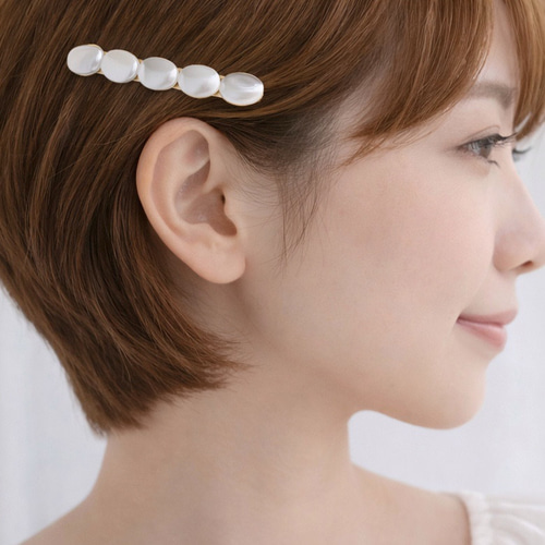 白蝶貝のシンプル上品バレッタ 6cmサイズ オフィスでも◎ バレッタ