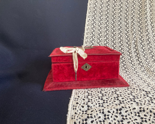 フランスアンティーク ソーイングボックス 道具入り その他素材