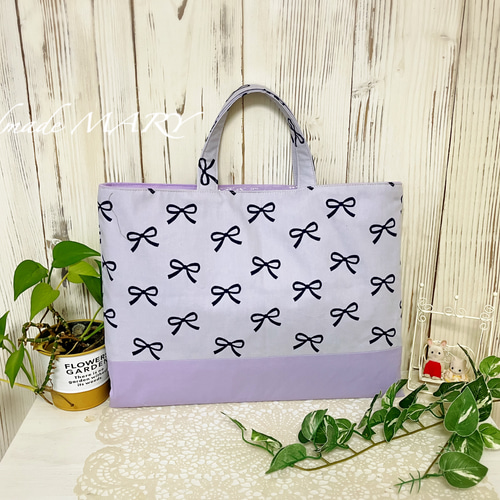 受注製作】韓国風リボン柄のオシャレなレッスンバック✨ ピンク