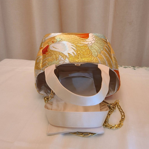 和風柄シルク着物帯をリメイクしたミニ2waysハンドバック Creema母の日限定】和風柄シルク着物帯をリメイクしたミニ2ways