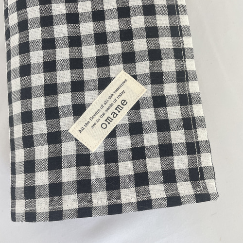 リネンの風呂敷 大判風呂敷 『白黒ギンガムチェック』 ブラック