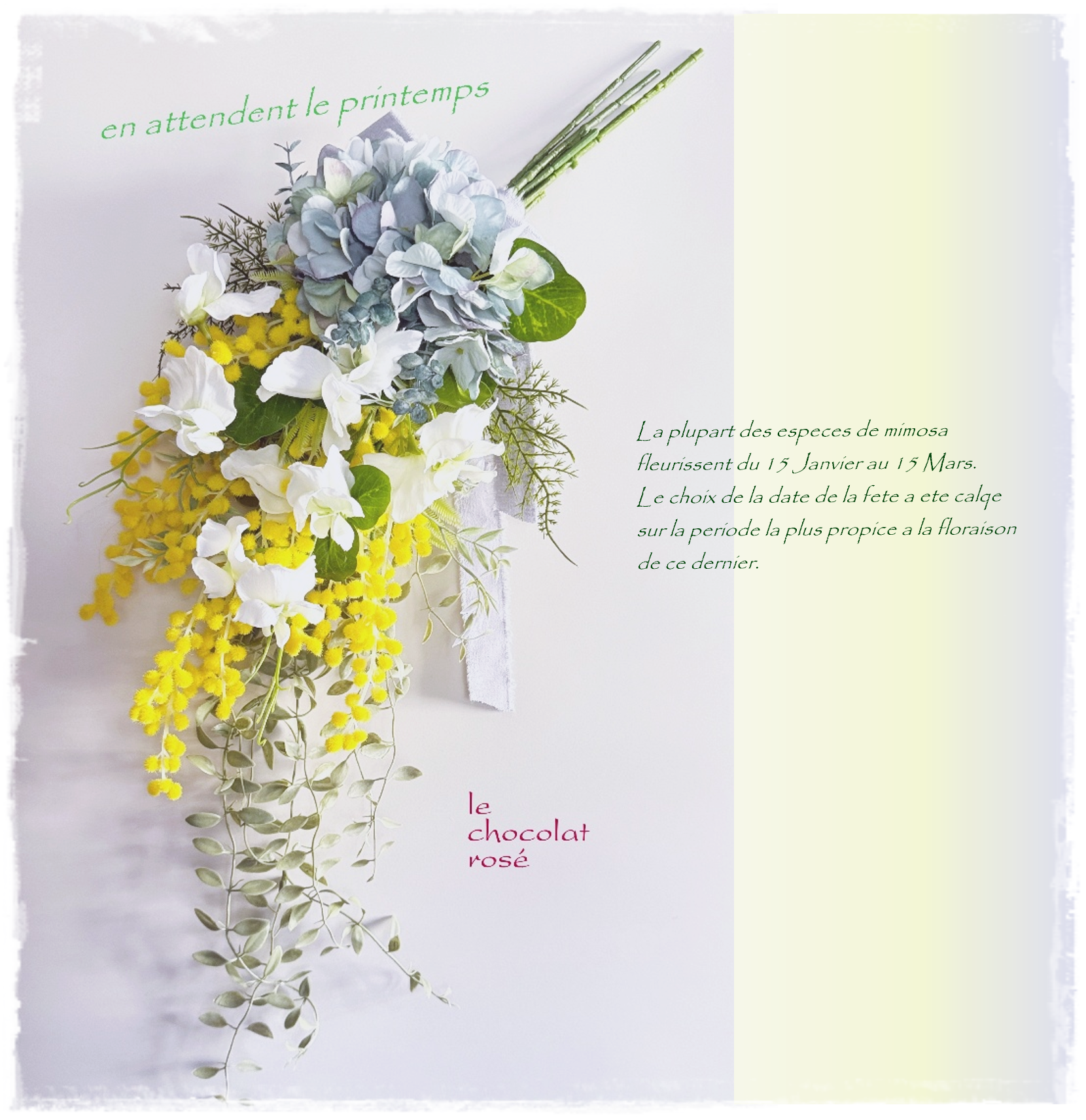 ミモザとスイトピーのスワッグ★Creema限定★アーティフィシャルフラワー