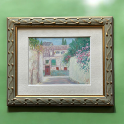 グラナダ の春（油絵、原画、スペイン、グラナダ 、額付き