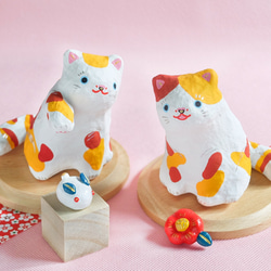 創作紙張り子 福招き猫 -季節の小物付き- 招き猫 めでたいけん 通販