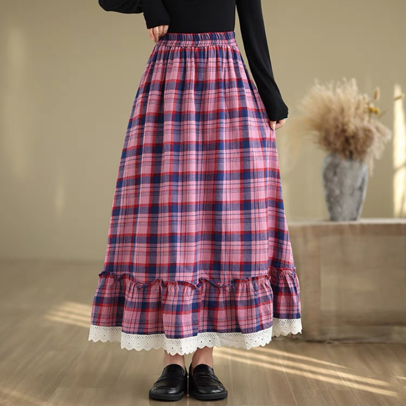 スカート/レディーススカート/ボトムス /ウエストゴム/ 綿麻 /春夏