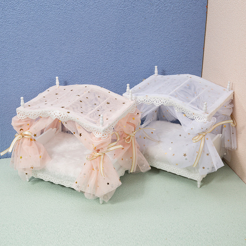 ミニチュアプリンセスベッド 星形装飾付き 天蓋ドールベッド 1点 全2色