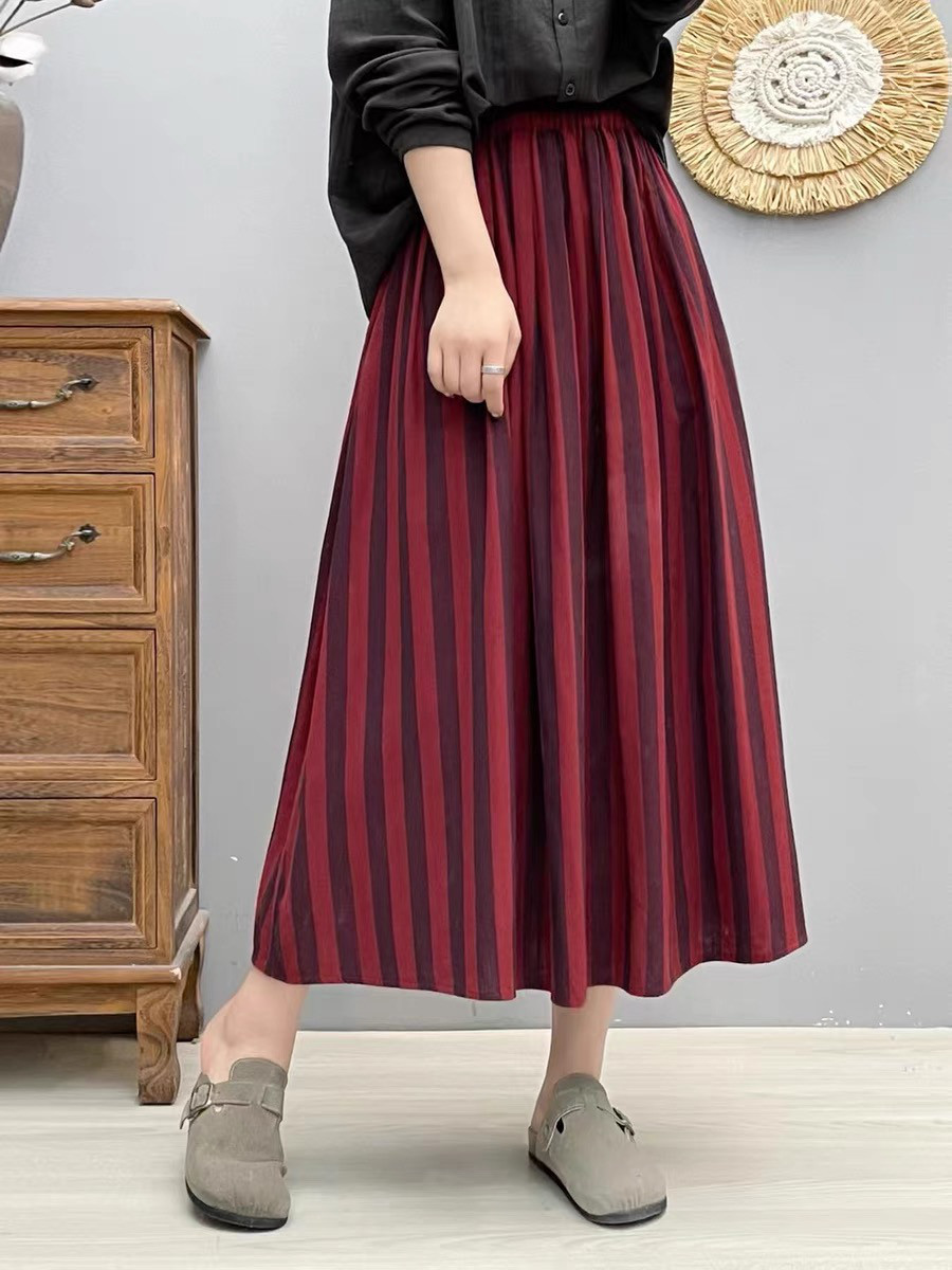 スカート/レディーススカート/ボトムス /ウエストゴム/コットン /春夏