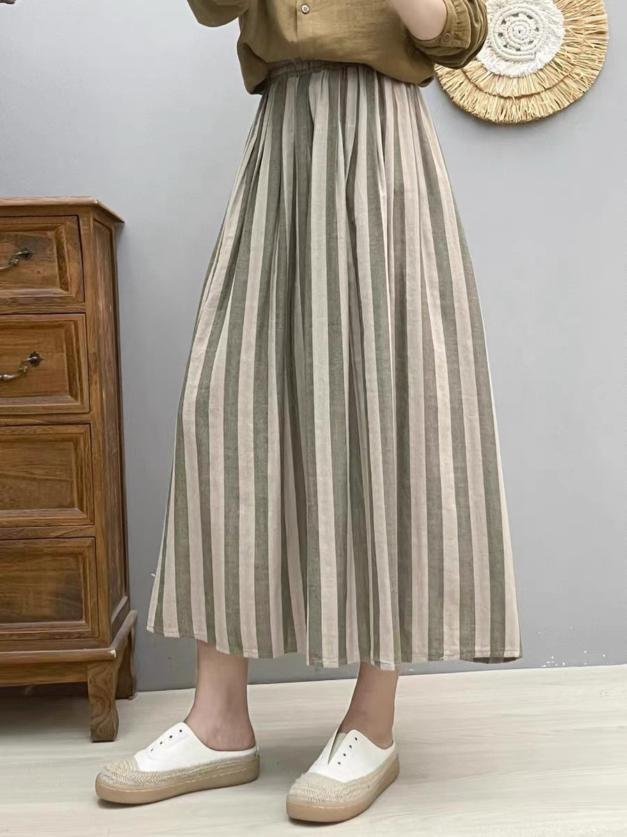 スカート/レディーススカート/ボトムス /ウエストゴム/コットン /春夏