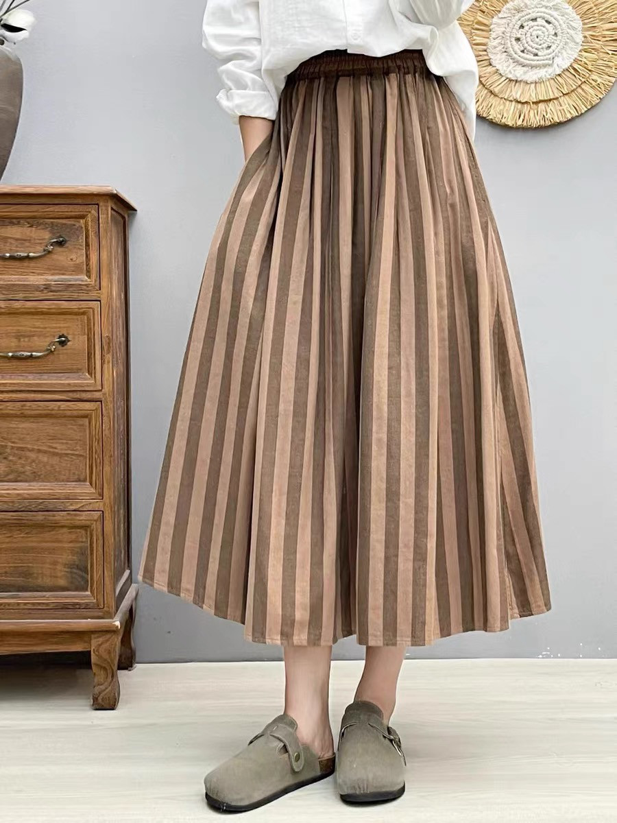 スカート/レディーススカート/ボトムス /ウエストゴム/コットン /春夏