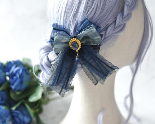 2wayリボン【星空の少女】◇ブローチ＆髪飾り/ヘアーアクセ ブローチ