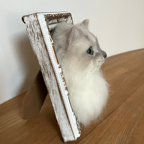 ◾受注制作・羊毛フェルトの小さな子猫(グレー白) 猫グッズ 猫