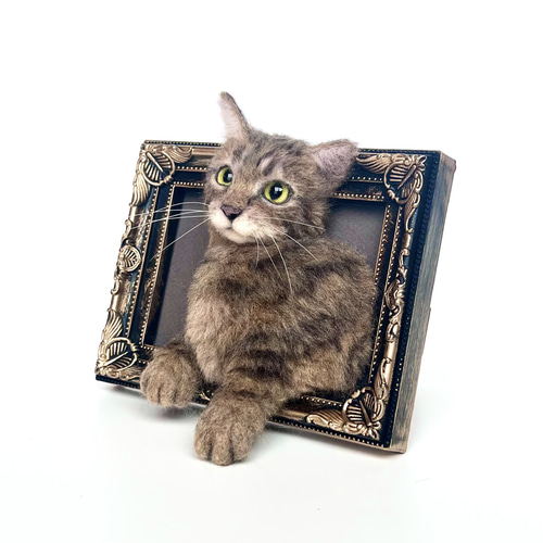 オーダー うちの子 羊毛フェルト フレーム 猫 枠猫 額縁 リアル ペット